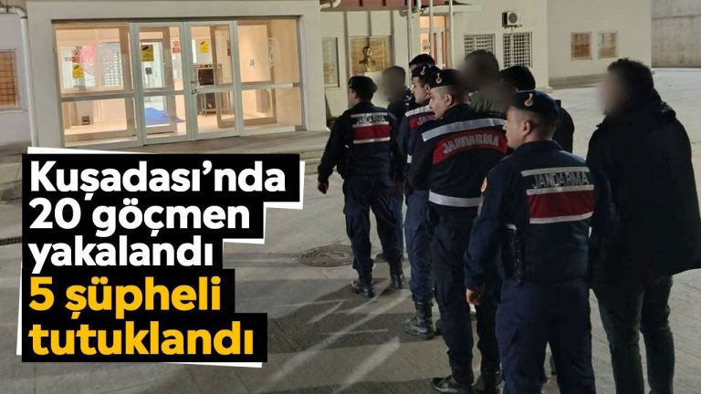 Kuşadası’nda 20 göçmen yakalandı: 5 şüpheli tutuklandı