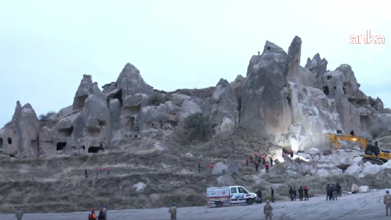 Göreme’de çöken peribacasında arama kurtarma çalışmaları tamamlandı