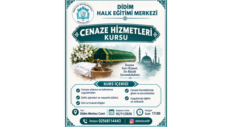 Didim Halk Eğitimi Merkezi'nden Cenaze Hizmetleri kursu