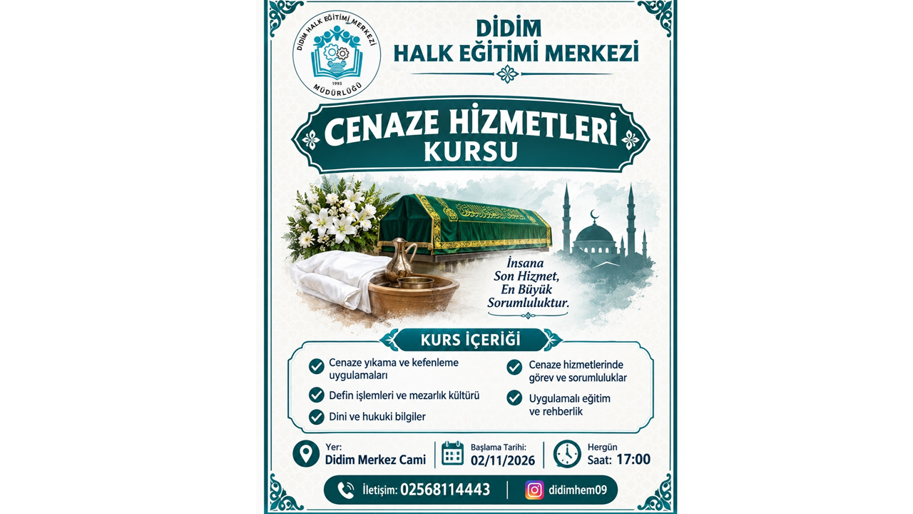 Didim Halk Eğitimi Merkezi'nden Cenaze Hizmetleri kursu
