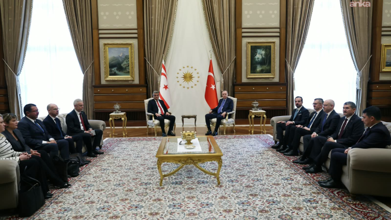 KKTC Cumhurbaşkanı Erhürman ile Cumhurbaşkanı Erdoğan görüştü
