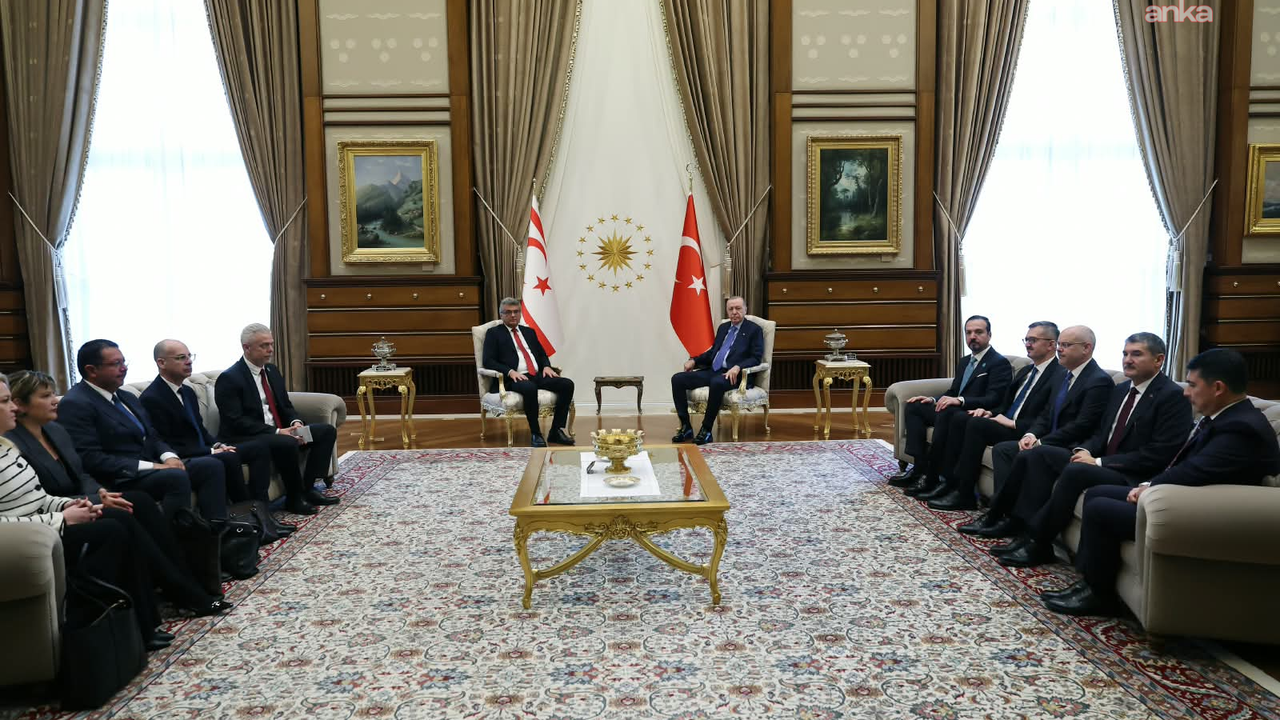 KKTC Cumhurbaşkanı Erhürman ile Cumhurbaşkanı Erdoğan görüştü
