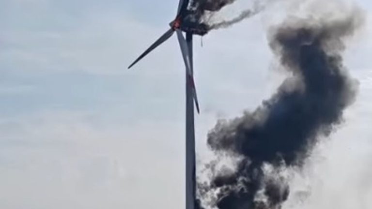 Aydın’da rüzgar türbini yandı
