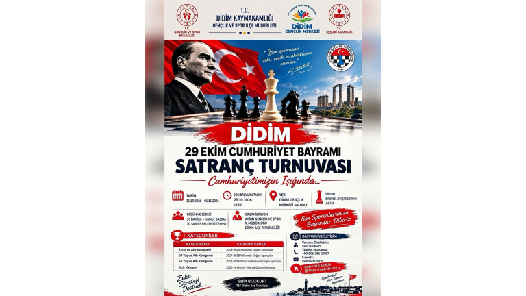 Didim'de 29 Ekim Cumhuriyet Bayramı satranç turnuvası düzenleniyor
